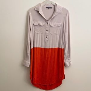 Matty M Gray and Orange Color Block Dress